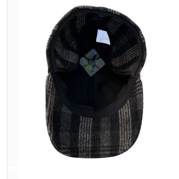 GOTTMAN Casual Wool Cap Tuck Away Ear Cuffs Black Gray Plaid Winter Small EUC - Picture 3 of 9